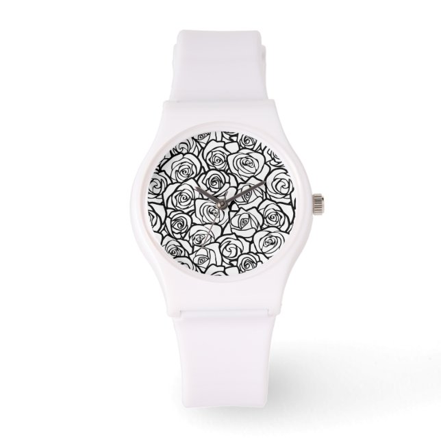 Montre Roses Vintages en noir et blanc (Recto)