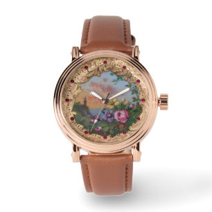 Montre ROSES vintages ET FLEURS AVEC PAYSAGE