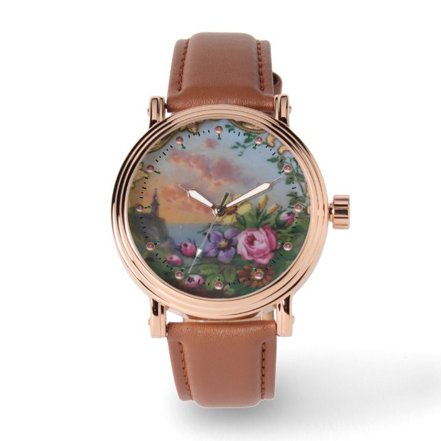 Montre ROSES vintages ET FLEURS AVEC PAYSAGE (Recto)