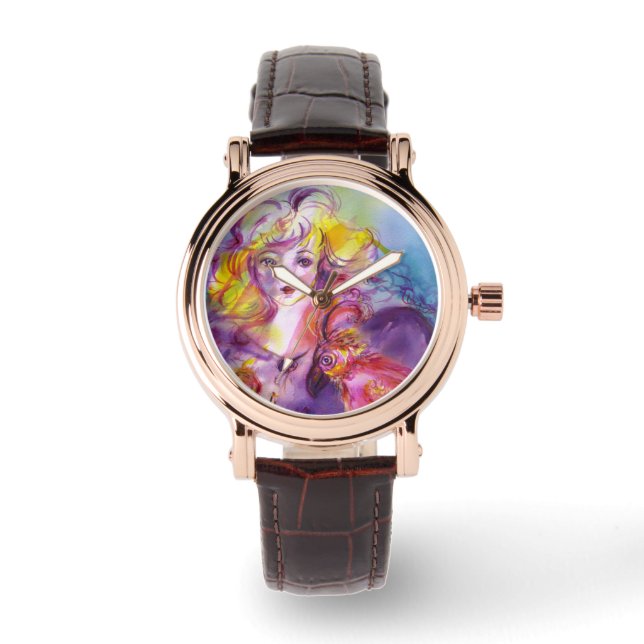 Montre ROSINA /Jeune fille avec Rose et perroquet (Recto)
