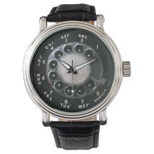 Montre rotatoire noire de cadran de téléphone
