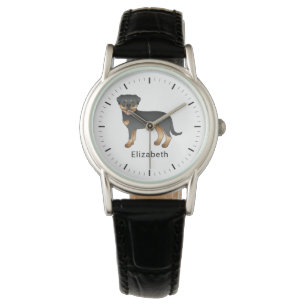 Montre Rottweiler noir et feu Chien de dessin animé migno