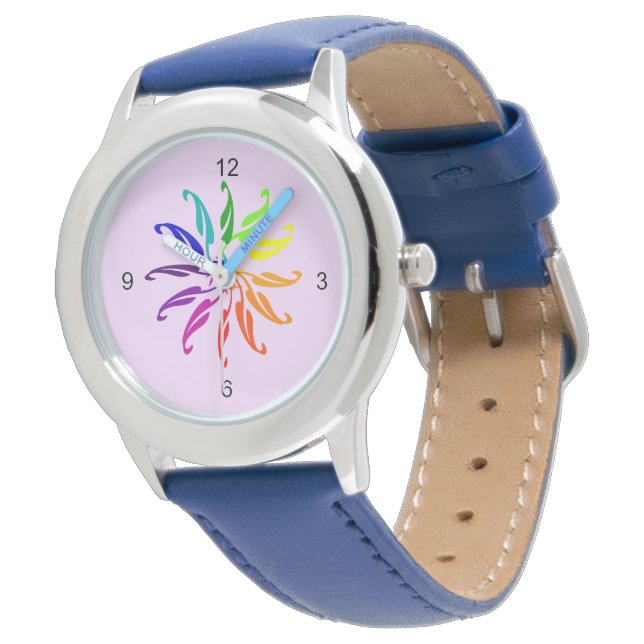 Montre - Roue couleur sur rose (Incliné)