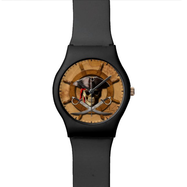 Montre Roue de pirate de jolly roger (Fermer)