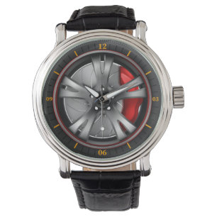 Montre Roue de voiture sport avec frein rouge