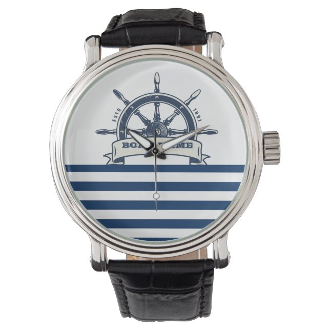 Montre Roue nautique, Bleu Bleu Bleu Blancs (devant)