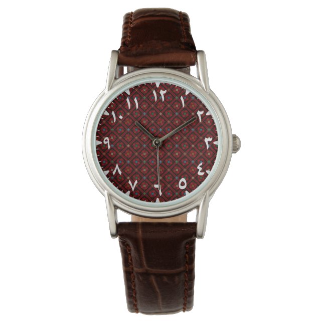 Montre Rouge arabe Tatreez moderne (devant)