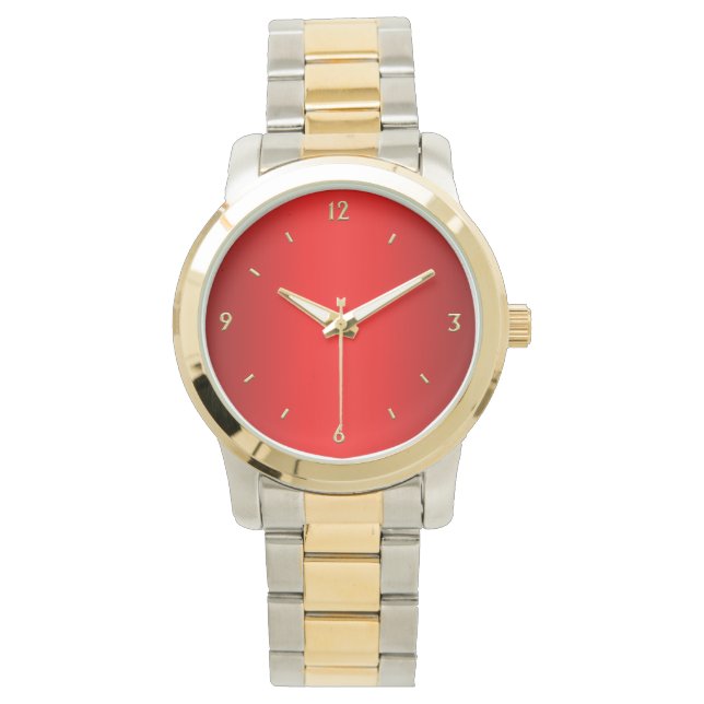 Montre Rouge avec chiffres dorés (devant)