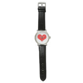 Montre Rouge Coeur mignon Saint Valentin Couleur blanche  (Plat)