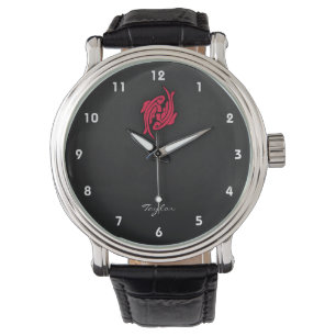 Montre Rouge cramoisi Poissons