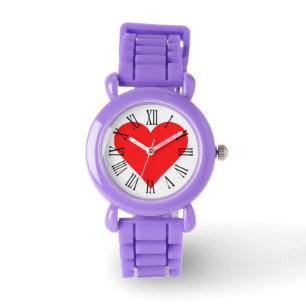 Montre rouge de coeur de Saint-Valentin d'amoureux