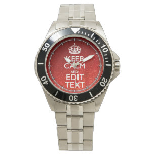 Montre Rouge festif Gardez le calme pour votre texte