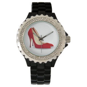 Montre ROUGE HAUT TAILLES Rhinestone Black Enamel WATCH