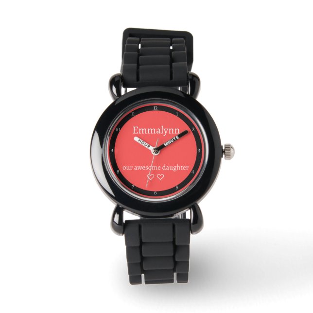 Montre Rouge moderne et blanc avec cercle noir (Recto)
