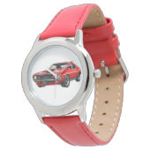 Montre Rouge Muscle Car Classique (Incliné)