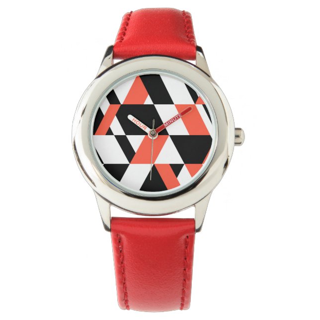 Montre Rouge-noir, moderne, tendance, conception géométri (devant)
