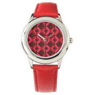 Montre Rouge, rose, audacieux, animé, cool, géométrique t