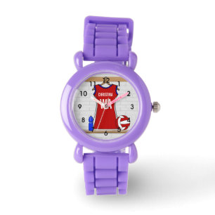 Montre Rouge uniforme de net-ball fait sur commande avec