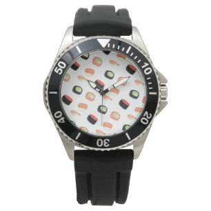 Montre Roulés de sushi au concombre et saumon à l'aquarel