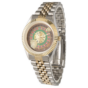 Montre roulette roue et cartes bracelet à deux tons montr