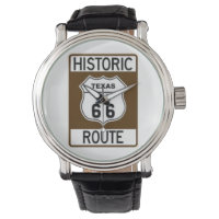 Route historique du Texas 66 Black Leather Watch
