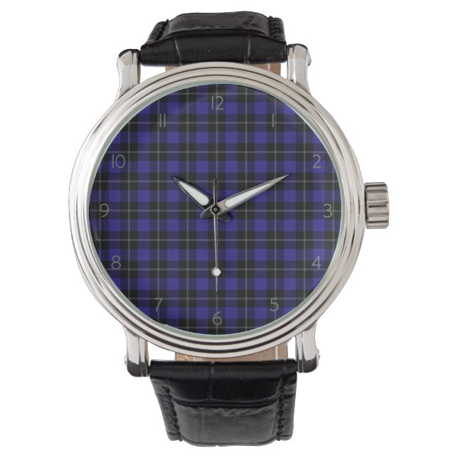 Montre Royal Blue Black Plaid (devant)