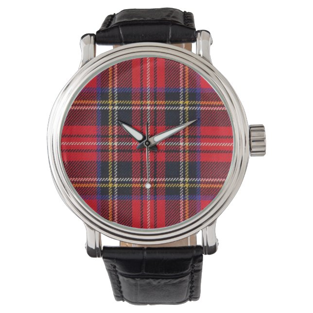 Montre Royal Stewart tartan rouge noir plaid (devant)