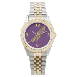Montre Royale à Feuille Dorée Violette
