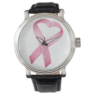 Montre Ruban cancer du coeur rose