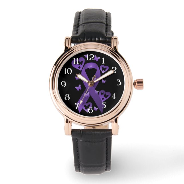 Montre Ruban de sensibilisation au pourpre (Recto)