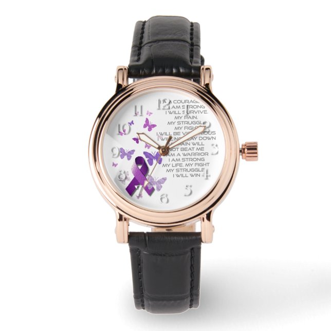 Montre Ruban de sensibilisation violet avec poème (Recto)