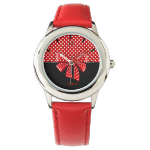 Montre Ruban noir, rouge et blanc des Pois