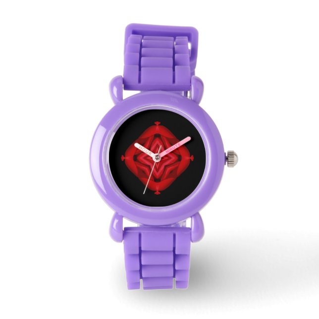 Montre Ruby rouge rose écarlate parties scintillant noir  (Recto)