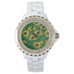 Montre Rudbekia jaune sur vert foncé