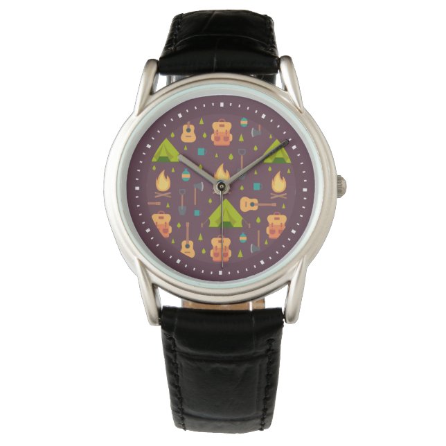 Montre Rustic Camping Tentes Motifs et Guitares (devant)