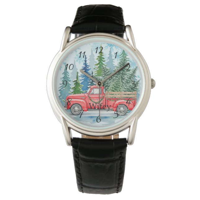 Montre Rustique Mariage d'hiver Camion Wifey faveur (devant)