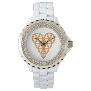 Montre Sacred Heart - Coeur de vie, 3D/Orange.