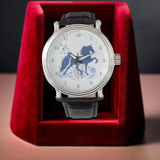 Montre Saddlebred Five Gait Élégant Design de Cheval Bleu