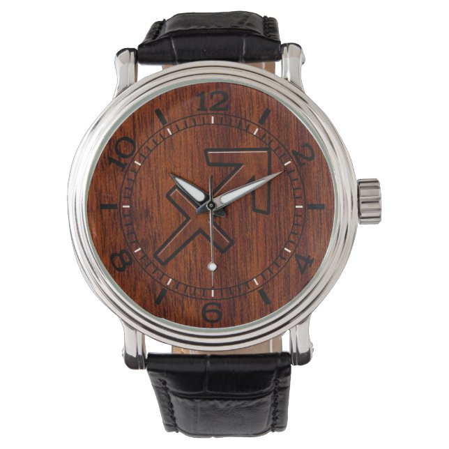 Montre Sagittarius moderne Connexion Mahogany Style Dial (devant)