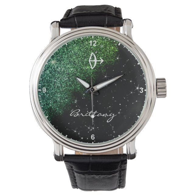 Montre Sagittarius Zodiac Signal Parties scintillant Turq (devant)