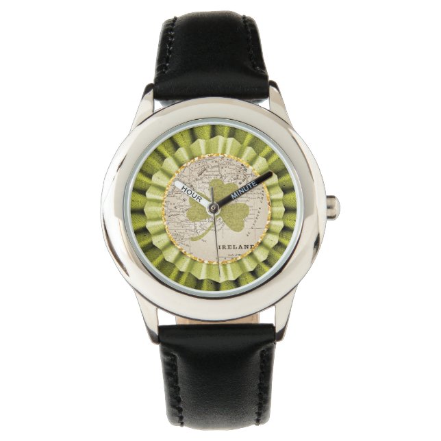 Montre Saint Patrick's Day Shamrock Leaf Wrist Watch (devant)