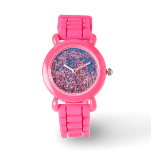 Montre Sakura Cherry Fleurit Dans Le Bleu