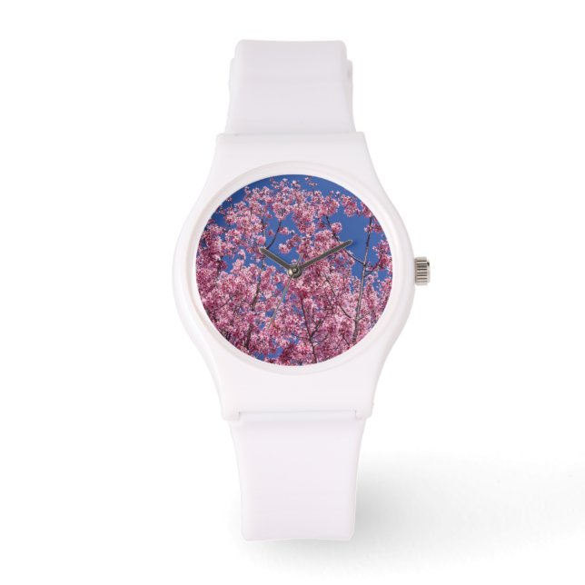 Montre Sakura Cherry Fleurit Dans Le Bleu (Recto)