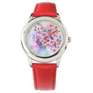 Montre Sakura rose sur la peinture Arrière - plan