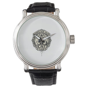 Montre Salon de coiffure pour hommes Chat drôle Graphique