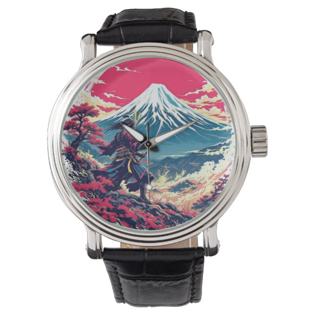Montre Samurai Warrior at Mount Fuji Japanese Art  (devant)