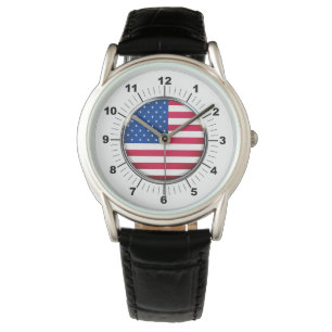 Montre Sangle en cuir noir protecteur de la Couronne pour