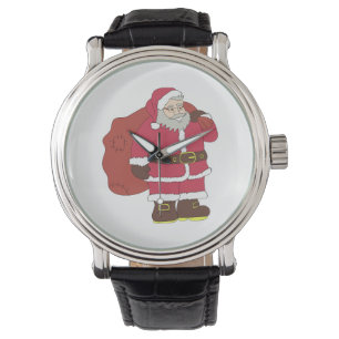 Montre Santa Claus en rouge avec sac cadeau et lunettes