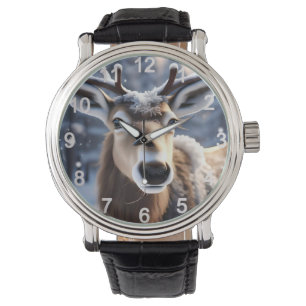 Montre Santas Assez Près De Rindeer,