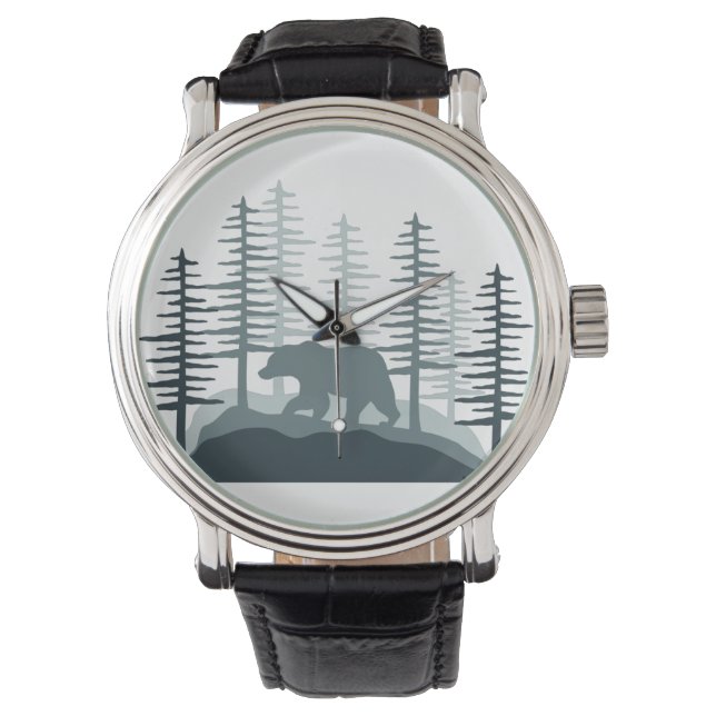 Montre Sauvage jingle Pine tree print Minimalist Trier (devant)